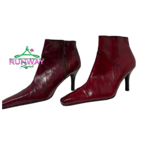 Maroon Pointed Bow Heels